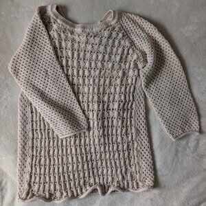 3/$30 Cotton blend cream colored crochet sweater